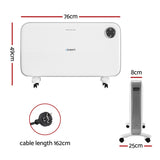 Devanti Electric Convection Heater Panel White 2000W - Front View