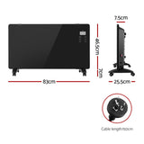 Devanti Electric Convection Heater Black 2000W - Front View