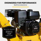 MICHIGAN 7HP 212cc Petrol Wood Chipper, Tree Mulcher - Raptor 1100 - Front View