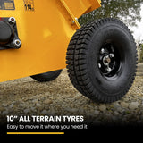 MICHIGAN 7HP 212cc Petrol Wood Chipper, Tree Mulcher - Raptor 1100 - Close-Up Angle