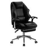 Faux Leather High Back Reclining Executive Office Chair w/ Stool Black - Front View