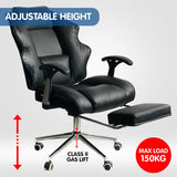 Faux Leather High Back Reclining Executive Office Chair w/ Stool Black