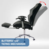 Faux Leather High Back Reclining Executive Office Chair w/ Stool Black - Extra Image