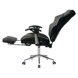 Faux Leather High Back Reclining Executive Office Chair w/ Stool Black - Side View