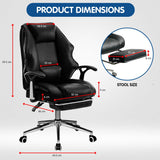 Faux Leather High Back Reclining Executive Office Chair w/ Stool Black - Top-Down View