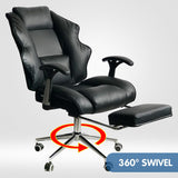Faux Leather High Back Reclining Executive Office Chair w/ Stool Black - Extra Image