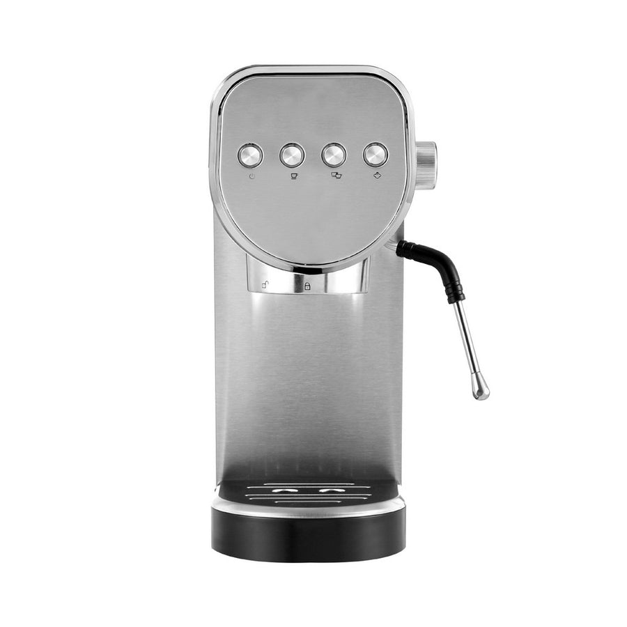 Devanti silver 20 bar espresso coffee machine with milk frother, removable water tank