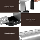 Devanti 20-Bar Espresso Coffee Maker with Milk Frothing Function