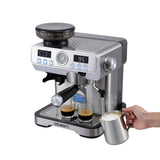 Devanti Coffee Machine Espresso Latte Maker with Grinder Milk Frother Steam Wand - Side View