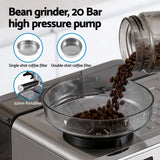 Devanti Coffee Machine Espresso Latte Maker with Grinder Milk Frother Steam Wand - 45-Degree Angle
