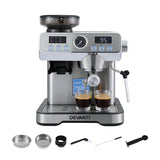 Devanti Coffee Machine Espresso Latte Maker with Grinder Milk Frother Steam Wand - Low Angle