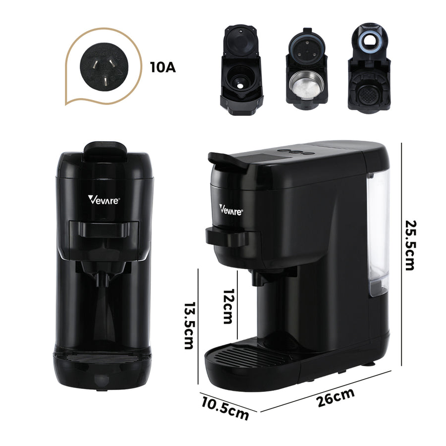 Vevare Capsule Coffee Machine 19 Bars 3-in-1 Nespresso Cafe Maker Black