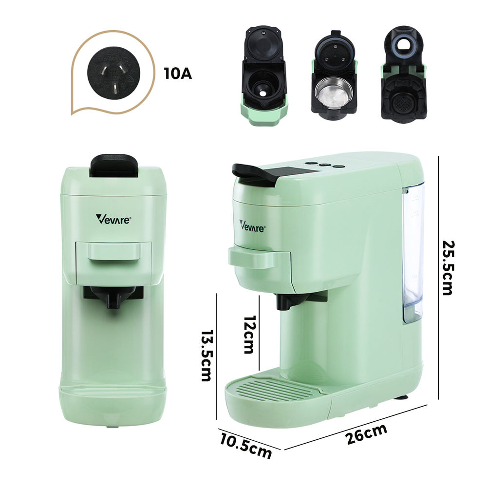 Vevare Capsule Coffee Machine 19 Bars 3-in-1 Nespresso Cafe Maker Mint