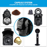 Pronti HomeMaid 3-in-1 Coffee Machine Multi-Capsule Pods and Ground Coffee Nespresso & Caffital