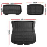 Weisshorn Premium Waterproof Boot Liners for 2024 Tesla Model 3 Highland - Rear and Frunk Mats - Front View