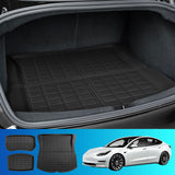 Weisshorn Premium Waterproof Boot Liners for 2024 Tesla Model 3 Highland - Rear and Frunk Mats - Close-Up Angle