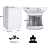 GECKO 100L Portable Chest Freezer, 12V/24V/240V for Motorhome and Caravan, White - Rear View