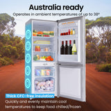 GECKO 139L Upright Portable Fridge / Freezer, 12V/24V for Motorhome and Caravan, Silver - Low Angle