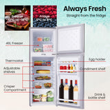 GECKO 142L Upright Portable Fridge / Freezer, 12V/24V for Motorhome and Caravan, Silver - Front View
