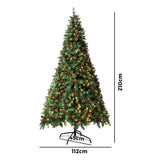 Tinseltown Christmas Tree 2.1M 7FT Xmas Decorations Green w/ LED Light and Pine Cones - Front View