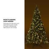 Tinseltown Christmas Tree 2.1M 7FT Xmas Decorations Green w/ LED Light and Pine Cones - 45-Degree Angle