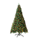 Tinseltown Christmas Tree 2.4M 8FT Xmas Decorations Green w/ LED Light and Pine Cones