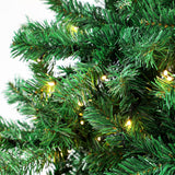 Tinseltown LED Christmas Tree 1.8M 6FT with Rattan Tree Skirt Warm Light Green - Close-Up Angle