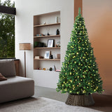 Tinseltown LED Christmas Tree 1.8M 6FT with Rattan Tree Skirt Warm Light Green - Extra Image