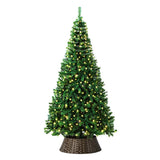 Tinseltown LED Christmas Tree 2.1M 7FT with Rattan Tree Skirt Warm Light Green