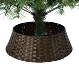 Tinseltown LED Christmas Tree 2.1M 7FT with Rattan Tree Skirt Warm Light Green - Top-Down View