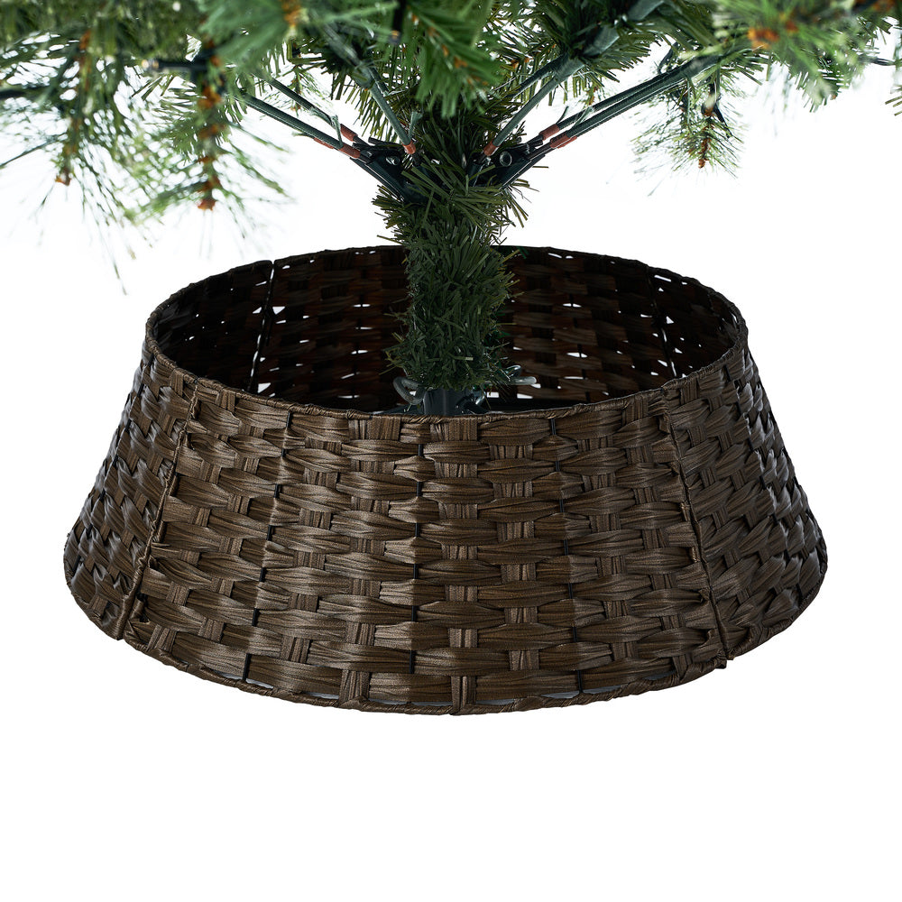 Tinseltown LED Christmas Tree 2.4M 8FT with Rattan Tree Skirt Warm Light Green