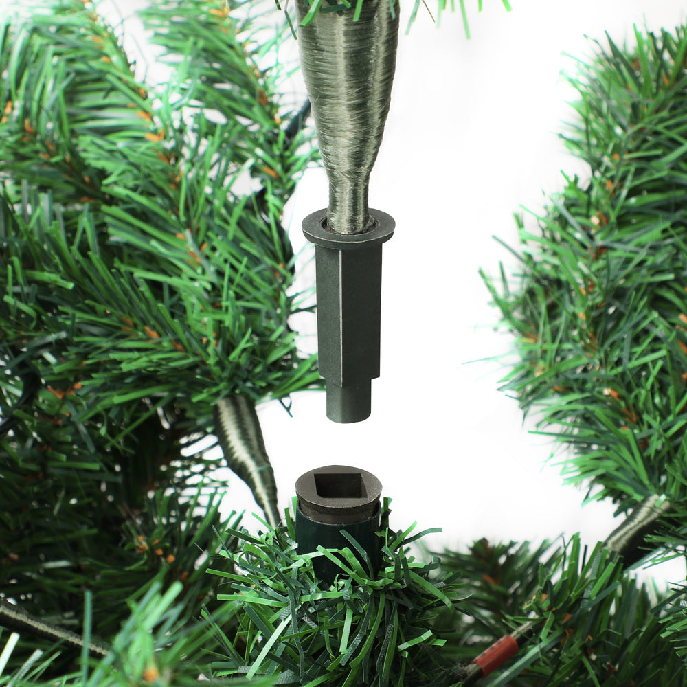 Tinseltown LED Christmas Tree 2.4M 8FT with Rattan Tree Skirt Warm Light Green