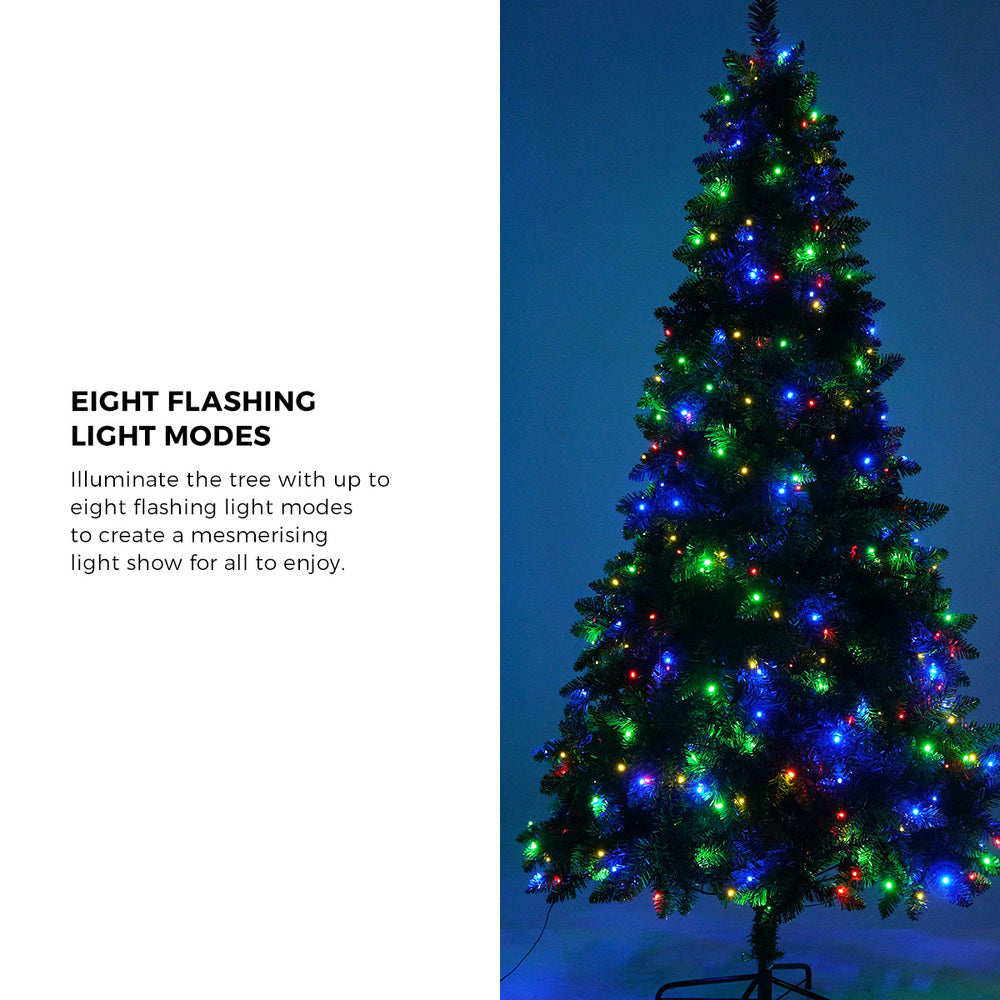 Tinseltown LED Christmas Tree 2.4M 8FT Multi Colour Lights 8 Flash Modes