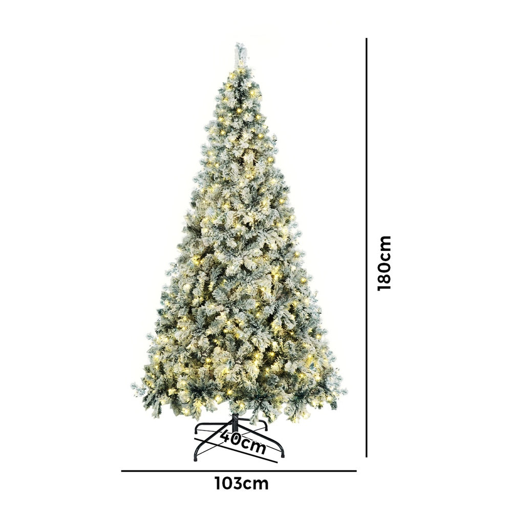 Tinseltown Christmas Tree 1.8M 6FT Snow Flocked Green with LED