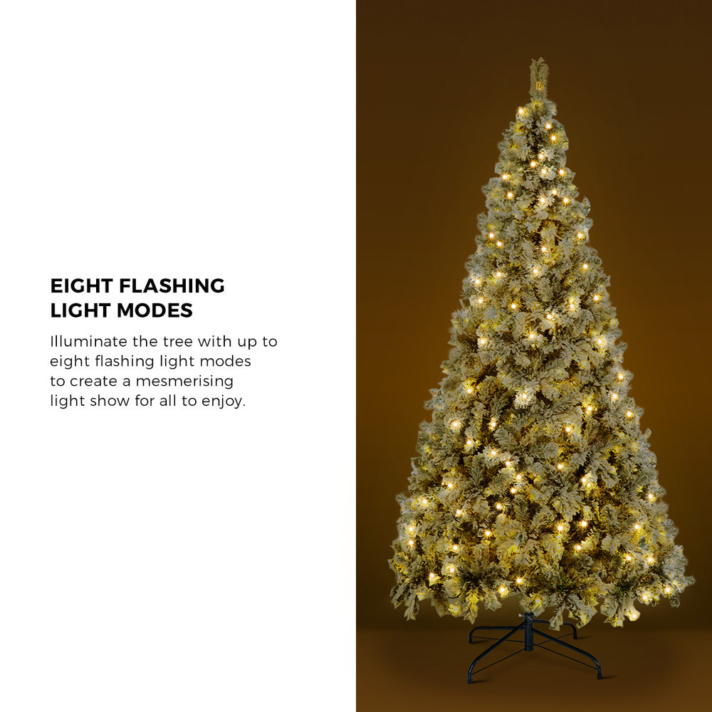 Tinseltown Christmas Tree 1.8M 6FT Snow Flocked Green with LED