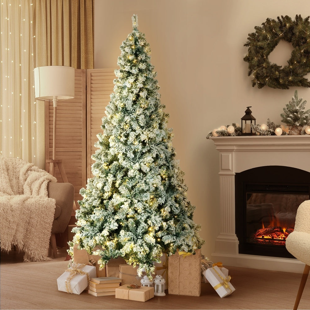 Tinseltown Christmas Tree 2.1M 7FT Snow Flocked Green with LED
