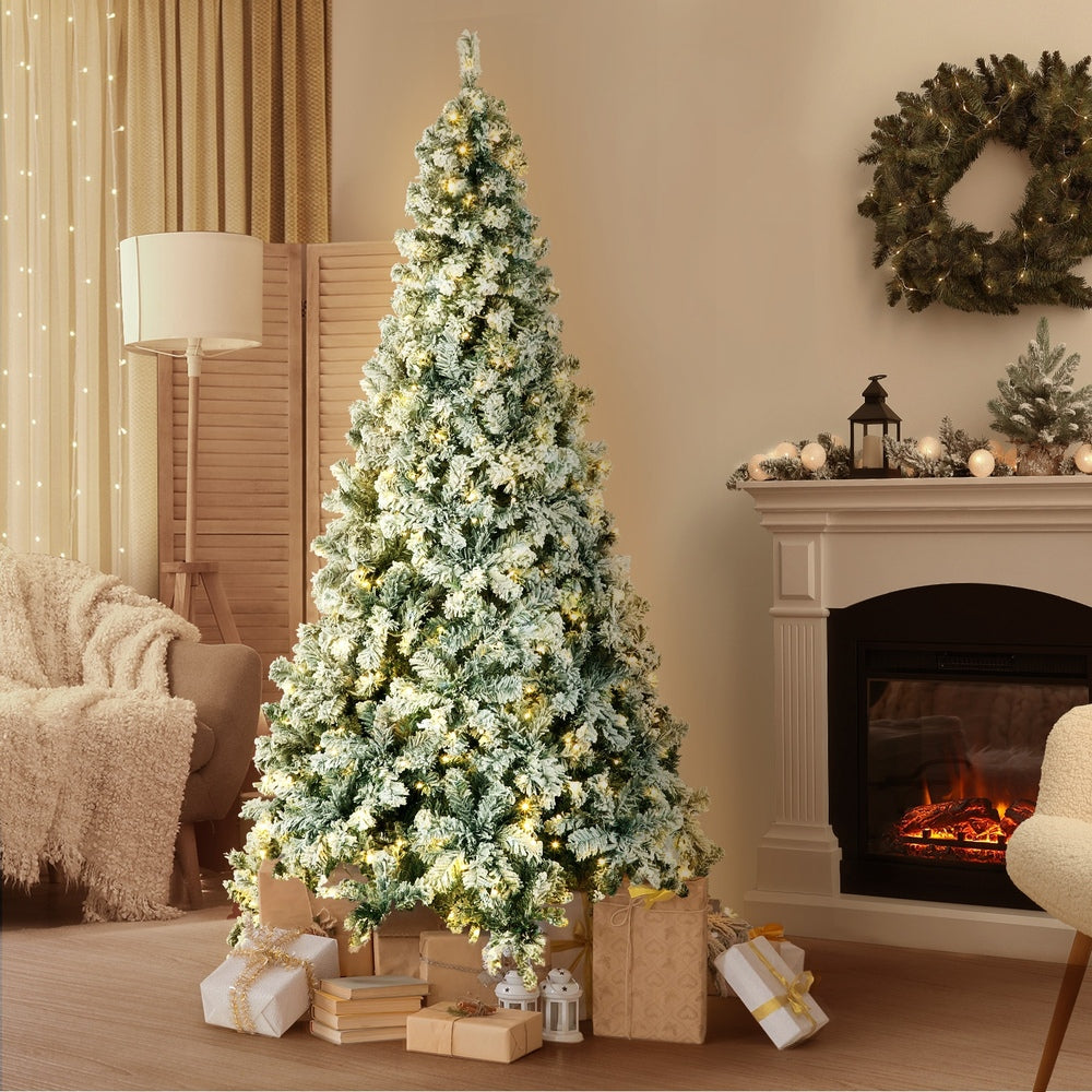 Tinseltown Christmas Tree 2.4M 8FT Snow Flocked Green with LED