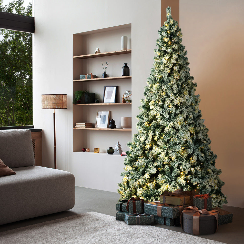 Tinseltown Christmas Tree 2.4M 8FT Snow Flocked Green with LED
