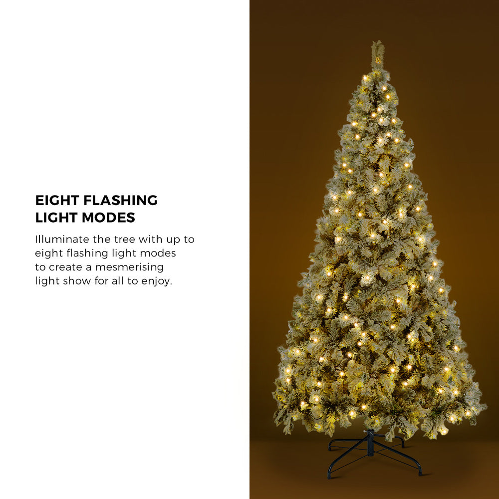 Tinseltown Christmas Tree 2.4M 8FT Snow Flocked Green with LED