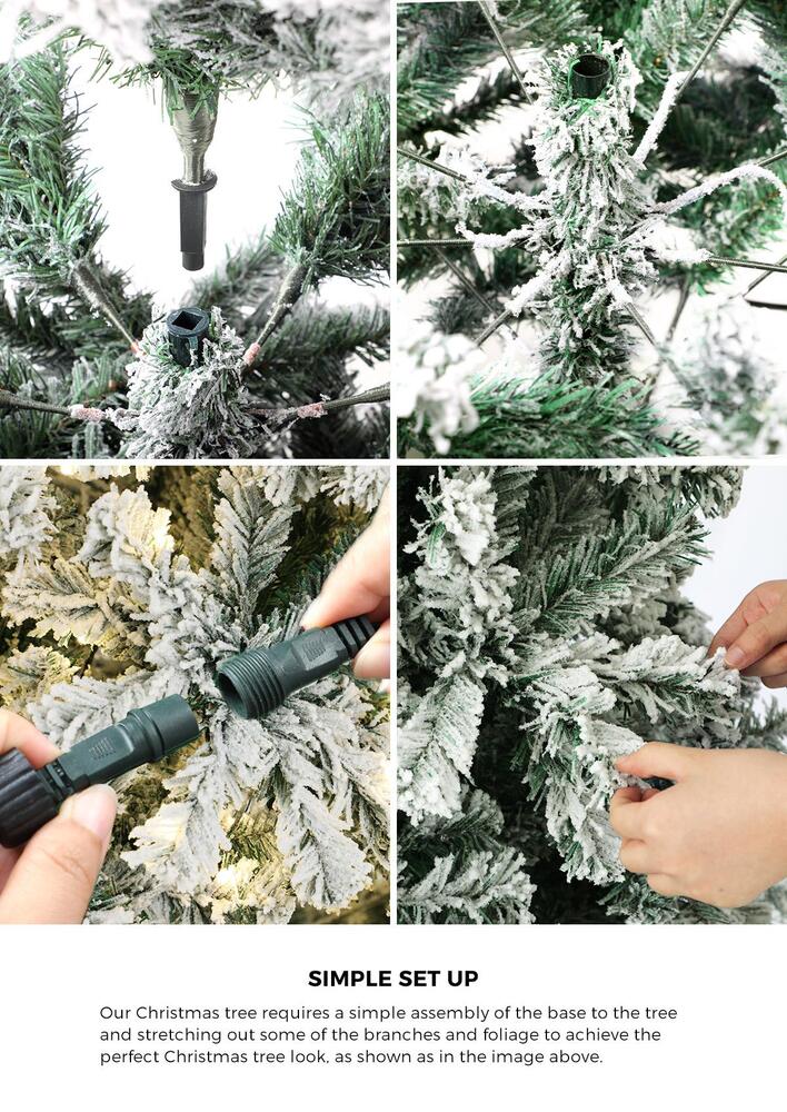 Tinseltown Christmas Tree 2.4M 8FT Snow Flocked Green with LED