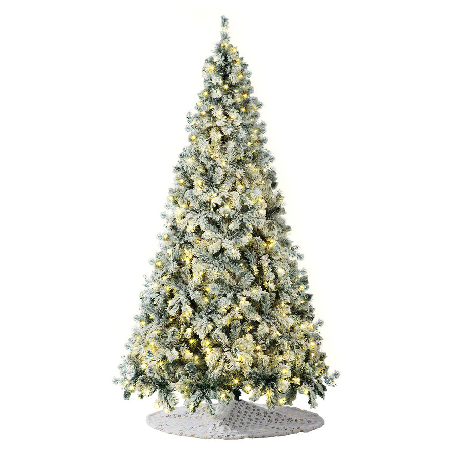 Tinseltown Christmas Tree 2.1M & Tree Skirt Light Snow-sprayed Green