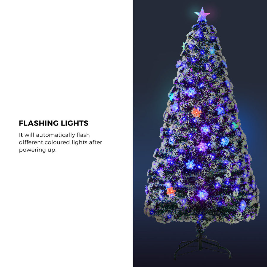 Tinseltown Christmas Tree 2.1M & Tree Skirt Light Snow-sprayed Green