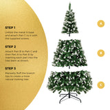 Tinseltown Christmas Tree 1.8M 6FT Snow Flocked Green - 45-Degree Angle