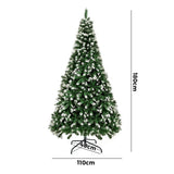 Tinseltown Christmas Tree 1.8M 6FT Snowy Decor Green 830 Tips - Front View
