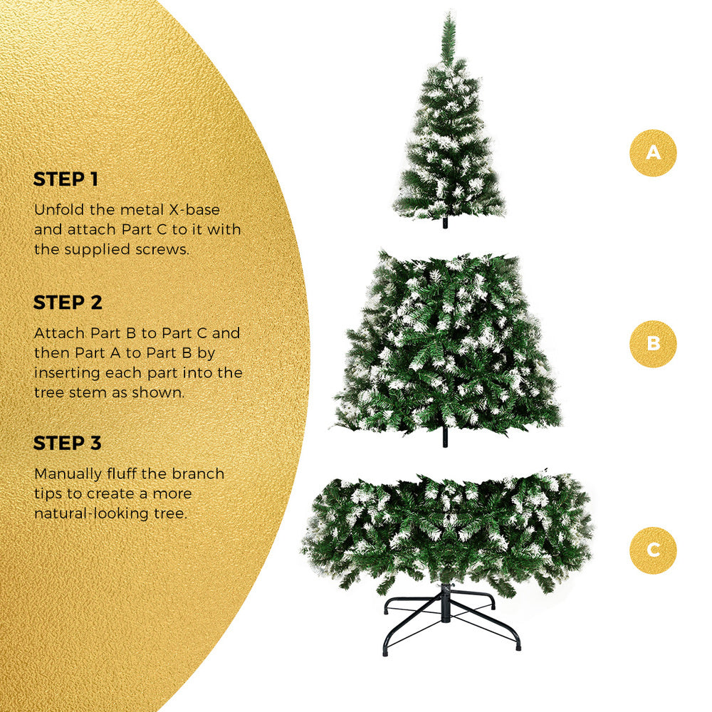 Tinseltown Christmas Tree 1.8M 6FT Snowy Decor Green 830 Tips