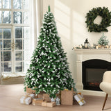 Tinseltown Christmas Tree 2.1M 7FT Snowy Decor Green 1050 Tips - Top-Down View