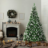 Tinseltown Christmas Tree 2.4M 8FT Snowy Decor Green 1480 Tips - Rear View