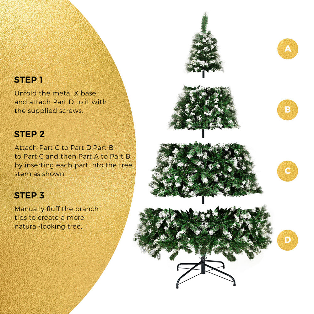 Tinseltown Christmas Tree 2.4M 8FT Snowy Decor Green 1480 Tips