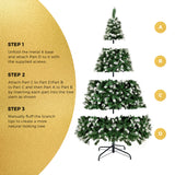 Tinseltown Christmas Tree 2.4M 8FT Snowy Decor Green 1480 Tips - Side View