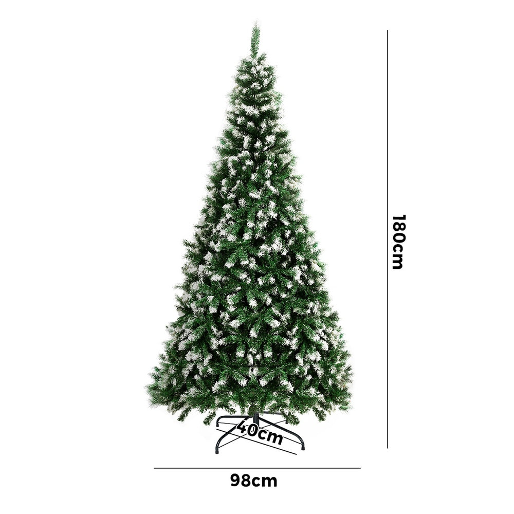 Tinseltown Christmas Tree 1.8M 6FT Snowy Xmas Decorations Home Decor Green 800 tips